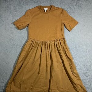 COS Women's Natural Maxi Shirt Dress Cotton Polyamide Size Small Tan Brown #1476